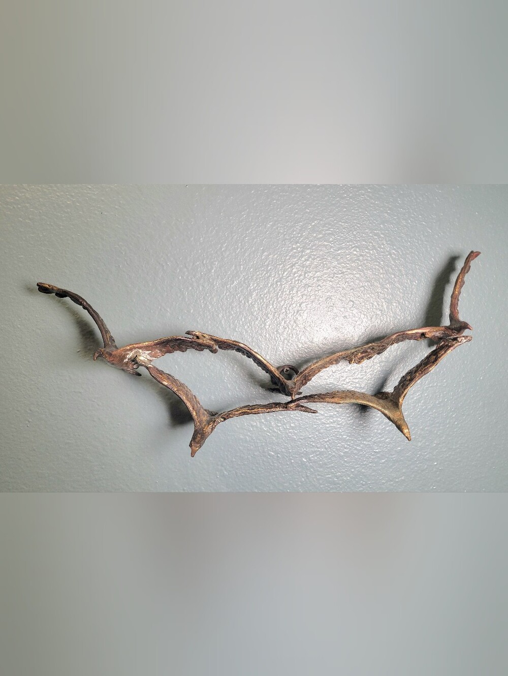 Vintage Mid Century Modern Style Birds in Flight Metal Wall Sculpture Eagles